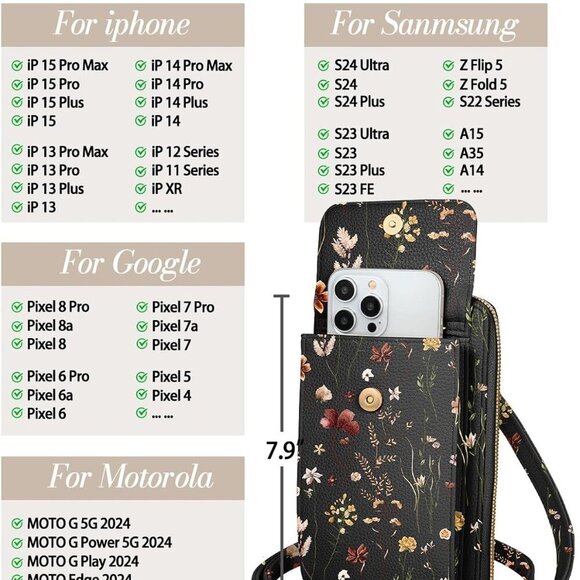 Cute Crossbody Purse Cell Phone Bags for Women - Leather Cellphone Wallet Purse - Picture 3 of 6